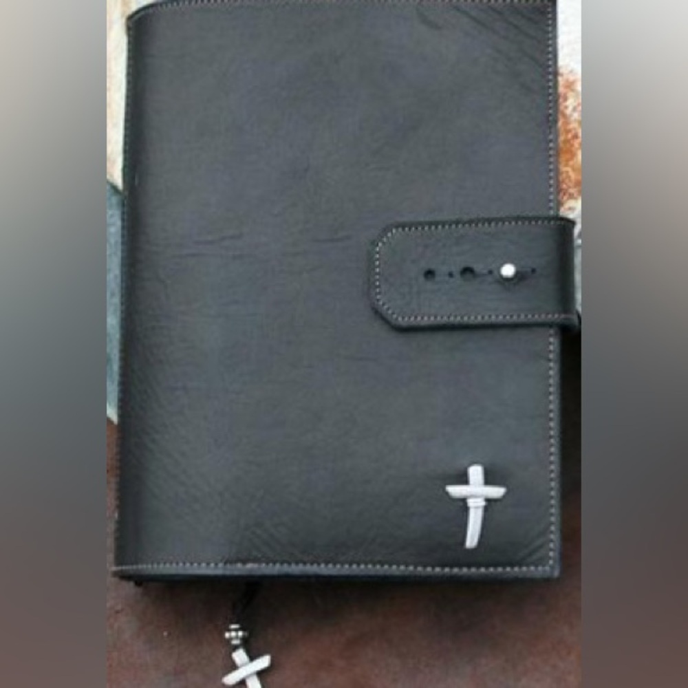 Black Leather Adjustable Bible Cover